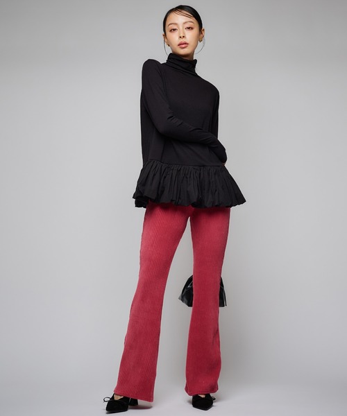 Narcissus(ナルシス)の「ベロアフレアパンツ/コーデュロイデザイン/細見え(その他パンツ・レディース・ブラック/ピンク・FREE)」の3枚目の写真