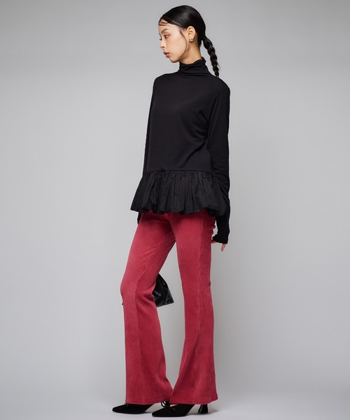 Narcissus(ナルシス)の「ベロアフレアパンツ/コーデュロイデザイン/細見え(その他パンツ・レディース・ブラック/ピンク・FREE)」の4枚目の写真