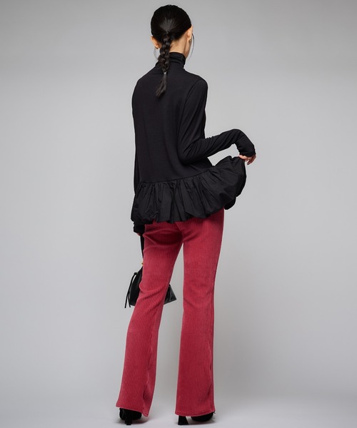 Narcissus(ナルシス)の「ベロアフレアパンツ/コーデュロイデザイン/細見え(その他パンツ・レディース・ブラック/ピンク・FREE)」の5枚目の写真