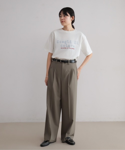 Blanc Bleu Minuit(ブランブルーミニュイ)の「2WAYトロ タックワイドパンツ(その他パンツ・レディース・カーキ/グレー・FREE)」の9枚目の写真