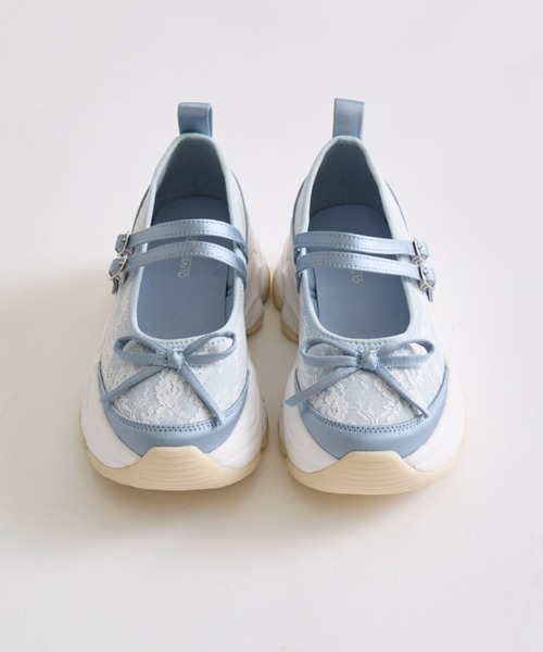 OLIVE des OLIVE（オリーブデオリーブ）の「レースバレエシューズ（スニーカー・レディース・オフホワイト/サックスブルー/ブラック・SMALL/MEDIUM/LARGE）」の5枚目の写真