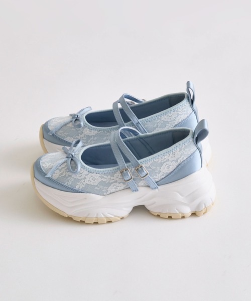 OLIVE des OLIVE（オリーブデオリーブ）の「レースバレエシューズ（スニーカー・レディース・オフホワイト/サックスブルー/ブラック・SMALL/MEDIUM/LARGE）」の6枚目の写真