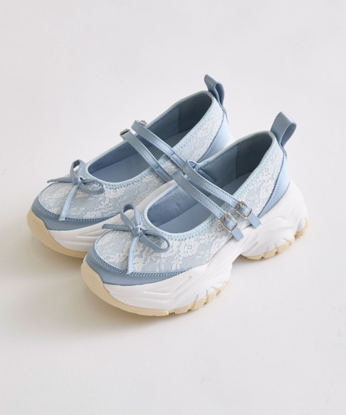 OLIVE des OLIVE（オリーブデオリーブ）の「レースバレエシューズ（スニーカー・レディース・オフホワイト/サックスブルー/ブラック・SMALL/MEDIUM/LARGE）」の14枚目の写真