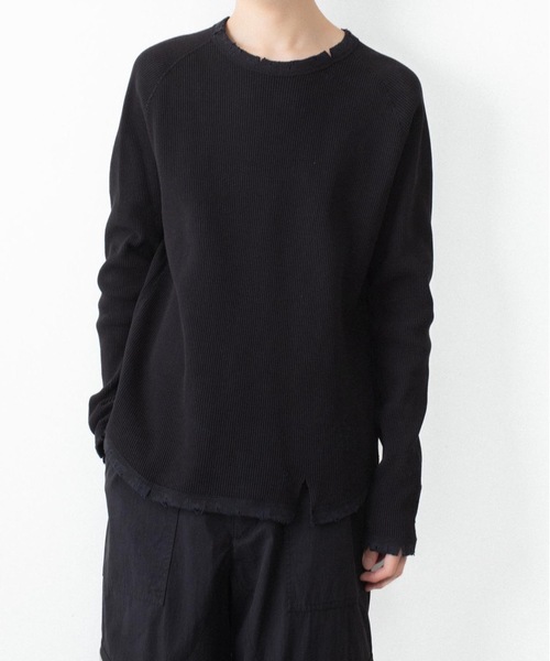 VEIN (ヴェイン)の「30//2 ワッフル ラグラン L/S TEE / 30//2 WAFFLE RAGLAN L/S TEE(Tシャツ/カットソー・メンズ・オフホワイト/カーキブラウン/ブラック・2/1)」の3枚目の写真