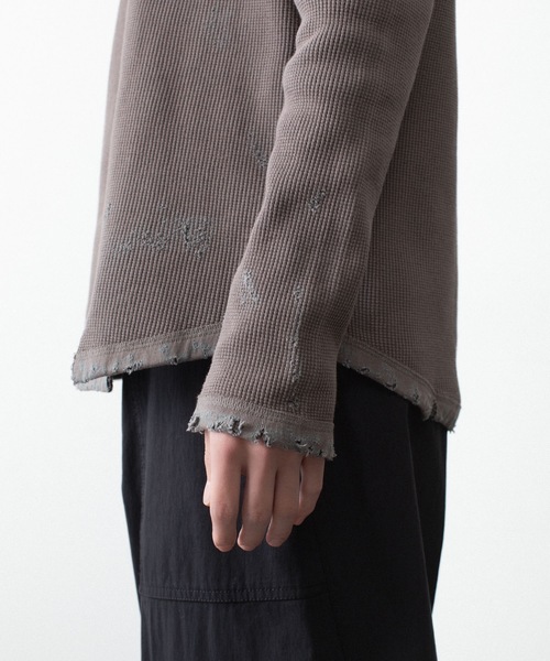 VEIN （ヴェイン）の「30//2 ワッフル ラグラン L/S TEE / 30//2 WAFFLE RAGLAN L/S TEE（Tシャツ/カットソー・メンズ・オフホワイト/カーキブラウン・2/1）」の11枚目の写真