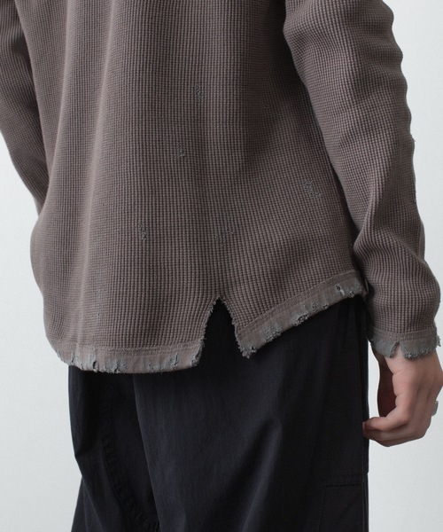 VEIN （ヴェイン）の「30//2 ワッフル ラグラン L/S TEE / 30//2 WAFFLE RAGLAN L/S TEE（Tシャツ/カットソー・メンズ・オフホワイト/カーキブラウン・2/1）」の14枚目の写真