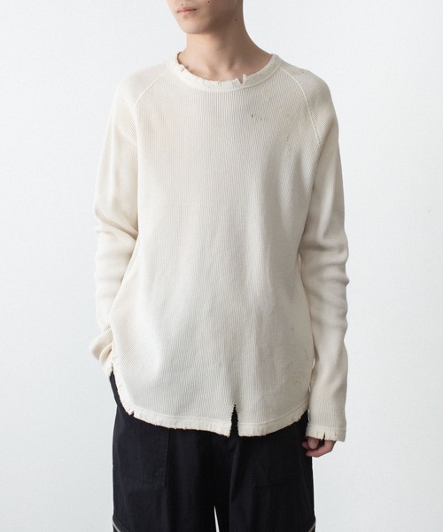 VEIN （ヴェイン）の「30//2 ワッフル ラグラン L/S TEE / 30//2 WAFFLE RAGLAN L/S TEE（Tシャツ/カットソー・メンズ・オフホワイト/カーキブラウン・2/1）」の17枚目の写真