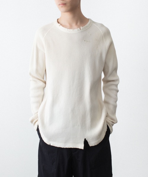 VEIN （ヴェイン）の「30//2 ワッフル ラグラン L/S TEE / 30//2 WAFFLE RAGLAN L/S TEE（Tシャツ/カットソー・メンズ・オフホワイト/カーキブラウン・2/1）」の18枚目の写真