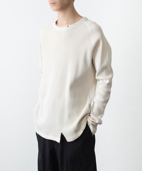 VEIN （ヴェイン）の「30//2 ワッフル ラグラン L/S TEE / 30//2 WAFFLE RAGLAN L/S TEE（Tシャツ/カットソー・メンズ・オフホワイト/カーキブラウン・2/1）」の19枚目の写真