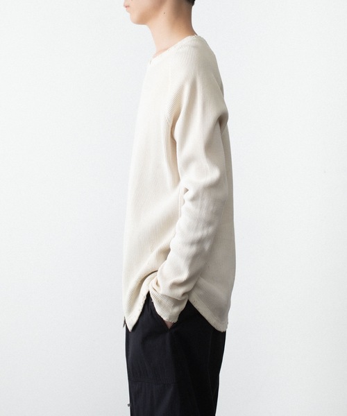 VEIN （ヴェイン）の「30//2 ワッフル ラグラン L/S TEE / 30//2 WAFFLE RAGLAN L/S TEE（Tシャツ/カットソー・メンズ・オフホワイト/カーキブラウン・2/1）」の20枚目の写真