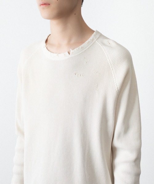 VEIN （ヴェイン）の「30//2 ワッフル ラグラン L/S TEE / 30//2 WAFFLE RAGLAN L/S TEE（Tシャツ/カットソー・メンズ・オフホワイト/カーキブラウン・2/1）」の22枚目の写真