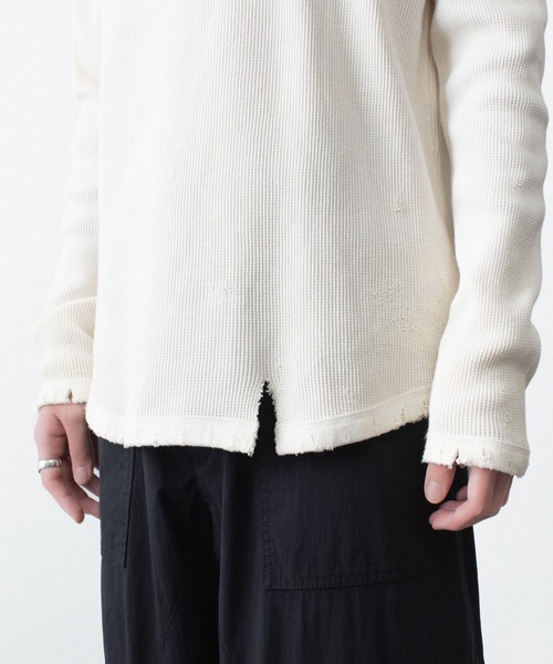 VEIN (ヴェイン)の「30//2 ワッフル ラグラン L/S TEE / 30//2 WAFFLE RAGLAN L/S TEE(Tシャツ/カットソー・メンズ・オフホワイト/カーキブラウン/ブラック・2/1)」の8枚目の写真
