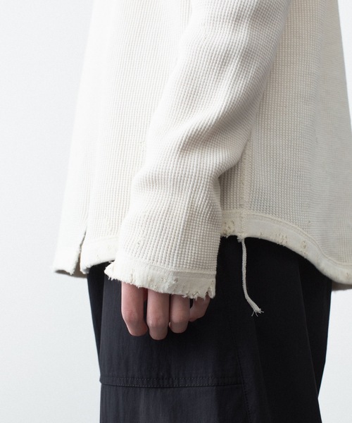 VEIN (ヴェイン)の「30//2 ワッフル ラグラン L/S TEE / 30//2 WAFFLE RAGLAN L/S TEE(Tシャツ/カットソー・メンズ・オフホワイト/カーキブラウン/ブラック・2/1)」の9枚目の写真