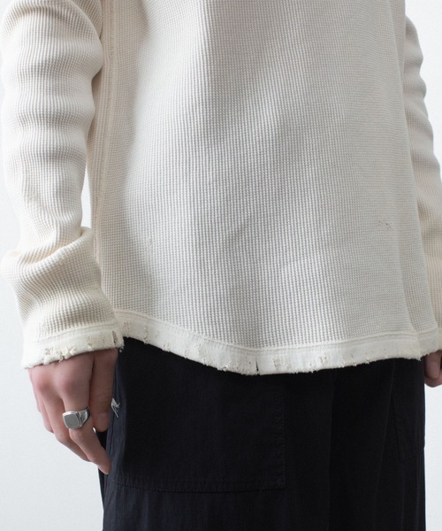 VEIN (ヴェイン)の「30//2 ワッフル ラグラン L/S TEE / 30//2 WAFFLE RAGLAN L/S TEE(Tシャツ/カットソー・メンズ・オフホワイト/カーキブラウン/ブラック・2/1)」の12枚目の写真
