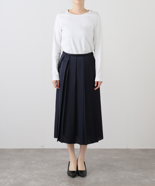 IENA ストレッチプリーツスカート ネイビー 36 ストレッチプリーツスカート（ひざ丈スカート）｜IENA（イエナ）の通販
