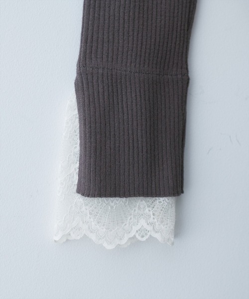 natural couture（ナチュラルクチュール）の「前後２WAY袖口レースリブニット（ニット/セーター・レディース・チャコールグレー/ブラック/スミクロ/ミント/ベージュ/ピンク/オフホワイト・FREE）」の12枚目の写真