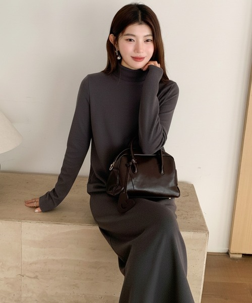 by LEGNA（バイレグナ）の「【選べる着丈】裏起毛 タートルネックマキシワンピース（ワンピース・レディース・ライトベージュ/ダークグレー/ブラウン/ブラック・M-Regular/L-Regular/M-Long/L-Long/L-Short/M-Short）」の13枚目の写真