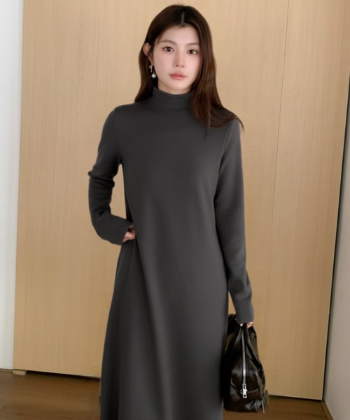 by LEGNA（バイレグナ）の「【選べる着丈】裏起毛 タートルネックマキシワンピース（ワンピース・レディース・ライトベージュ/ダークグレー/ブラウン/ブラック・M-Regular/L-Regular/M-Long/L-Long/L-Short/M-Short）」の14枚目の写真