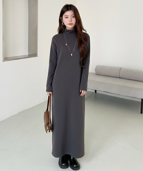 by LEGNA（バイレグナ）の「【選べる着丈】裏起毛 タートルネックマキシワンピース（ワンピース・レディース・ライトベージュ/ダークグレー/ブラウン/ブラック・M-Regular/L-Regular/M-Long/L-Long/L-Short/M-Short）」の15枚目の写真