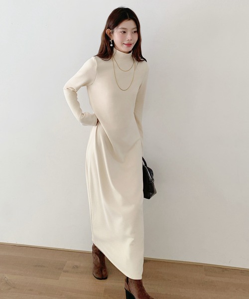 by LEGNA（バイレグナ）の「【選べる着丈】裏起毛 タートルネックマキシワンピース（ワンピース・レディース・ライトベージュ/ダークグレー/ブラウン/ブラック・M-Regular/L-Regular/M-Long/L-Long/L-Short/M-Short）」の10枚目の写真