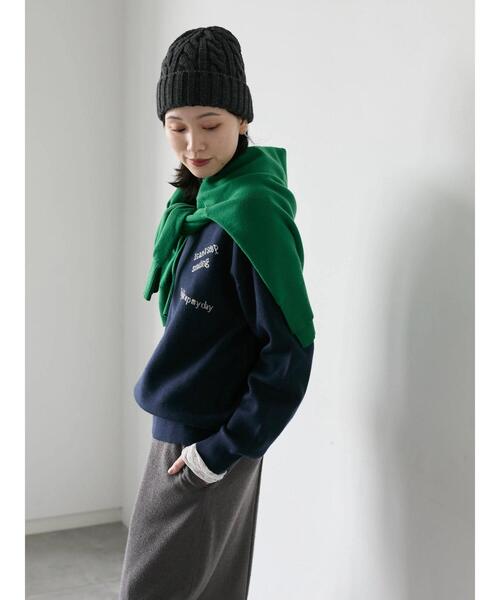 Samansa Mos2 blue（サマンサモスモスブルー）の「【Hug knit】ロゴプルオーバー（ニット/セーター・レディース・グリーン/キナリ/ネイビー/レッド/トップグレー・F）」の6枚目の写真