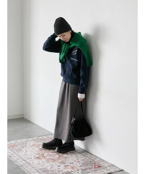 Samansa Mos2 blue（サマンサモスモスブルー）の「【Hug knit】ロゴプルオーバー（ニット/セーター・レディース・グリーン/キナリ/ネイビー/レッド/トップグレー・F）」の9枚目の写真