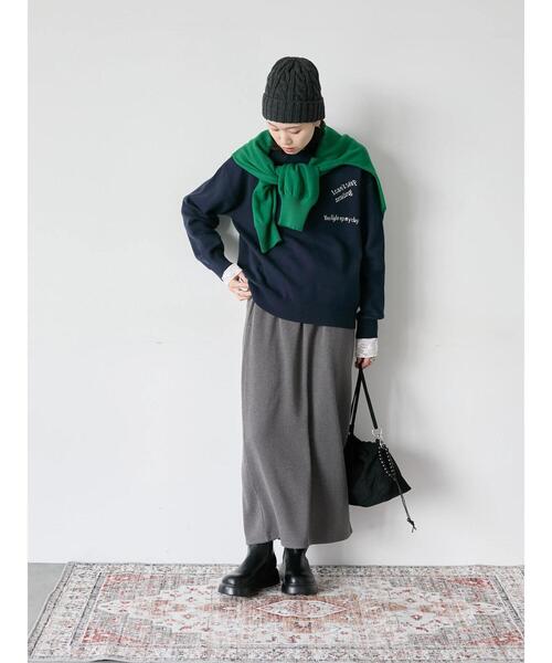 Samansa Mos2 blue（サマンサモスモスブルー）の「【Hug knit】ロゴプルオーバー（ニット/セーター・レディース・グリーン/キナリ/ネイビー/レッド/トップグレー・F）」の12枚目の写真