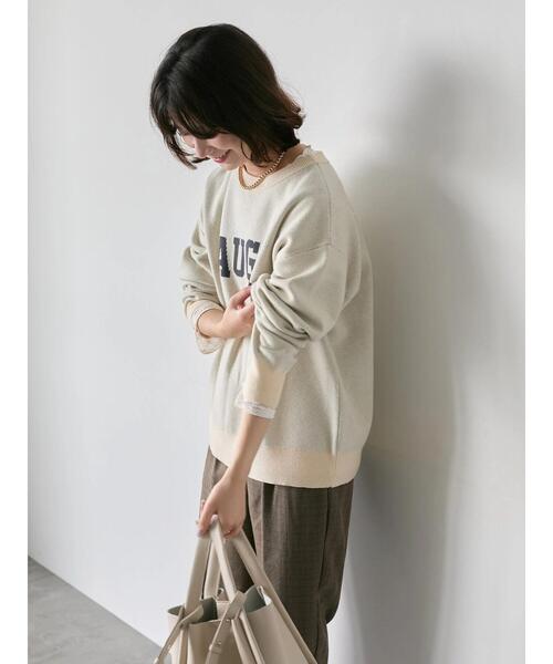 Samansa Mos2 blue（サマンサモスモスブルー）の「【Hug knit】ロゴプルオーバー（ニット/セーター・レディース・グリーン/キナリ/ネイビー/レッド/トップグレー・F）」の15枚目の写真