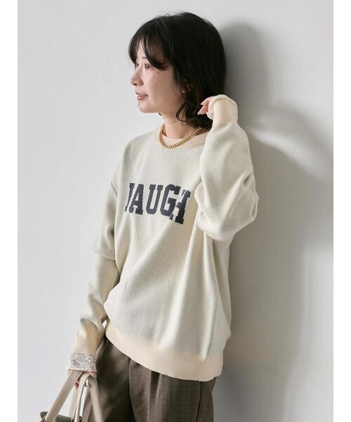 Samansa Mos2 blue（サマンサモスモスブルー）の「【Hug knit】ロゴプルオーバー（ニット/セーター・レディース・グリーン/キナリ/ネイビー/レッド/トップグレー・F）」の16枚目の写真