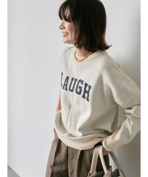 Samansa Mos2 blue（サマンサモスモスブルー）の「【Hug knit】ロゴプルオーバー（ニット/セーター・レディース・グリーン/キナリ/ネイビー/レッド/トップグレー・F）」の17枚目の写真