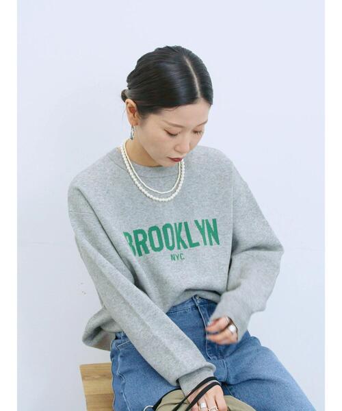 Samansa Mos2 blue（サマンサモスモスブルー）の「【Hug knit】ロゴプルオーバー（ニット/セーター・レディース・グリーン/キナリ/ネイビー/レッド/トップグレー・F）」の22枚目の写真