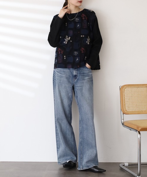Emago(イマゴ)の「EMAGO ツボと花刺繍ブラウス 長袖(シャツ/ブラウス・レディース・ブラック/ベージュ・FREE)」の7枚目の写真