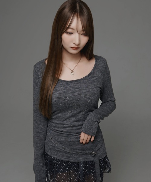 .KOM(ドットコム)の「『.KOM/ドットケーオーエム』蝶ロングスリーブ【GC】(Tシャツ/カットソー・レディース・グレー/ホワイト・FREE)」の10枚目の写真