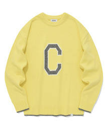 ラムズウール Cロゴ クルーネックニット イエロー