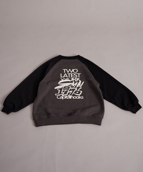 PAIRMANON STREET（ペアマノンストリート）の「裏毛 ラグラン ロゴプリント スウェット トレーナー【PAIRMANON STREET】（スウェット・キッズ・グレー/チャコールグレー/アイボリー/ブラック/グレー系その他・150/130/100/140/120/110/90/160）」の14枚目の写真