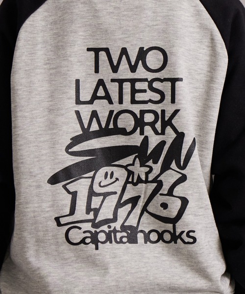 PAIRMANON STREET（ペアマノンストリート）の「裏毛 ラグラン ロゴプリント スウェット トレーナー【PAIRMANON STREET】（スウェット・キッズ・グレー/チャコールグレー/アイボリー/ブラック/グレー系その他・150/130/100/140/120/110/90/160）」の21枚目の写真