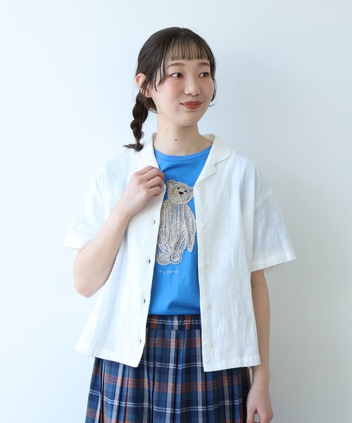 bulle de savon(ビュルデサボン)の「patchwork ジャカード 開襟シャツ(シャツ/ブラウス・レディース・ホワイト/ネイビー・FREE)」の19枚目の写真