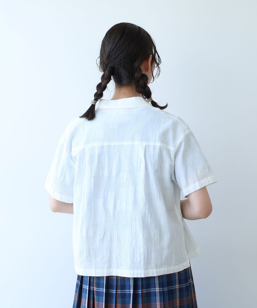 bulle de savon(ビュルデサボン)の「patchwork ジャカード 開襟シャツ(シャツ/ブラウス・レディース・ホワイト/ネイビー・FREE)」の21枚目の写真