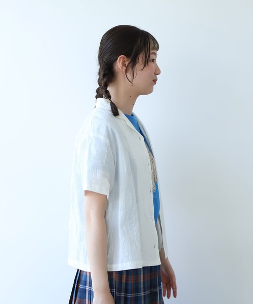 bulle de savon(ビュルデサボン)の「patchwork ジャカード 開襟シャツ(シャツ/ブラウス・レディース・ホワイト/ネイビー・FREE)」の22枚目の写真