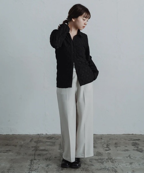 merrylatte（メリーラテ）の「high waist tuck pants（その他パンツ・レディース・アイボリー・FREE）」の4枚目の写真