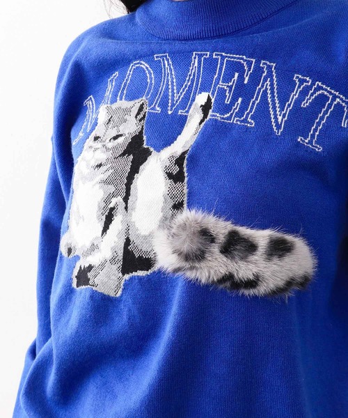 Three Four Time（ｽﾘｰﾌｫｰﾀｲﾑ）の「ストレッチＣＡＴジャガードニットプルオーバー（ニット/セーター・レディース・ブルー/ブラック/レッド・FREE）」の12枚目の写真