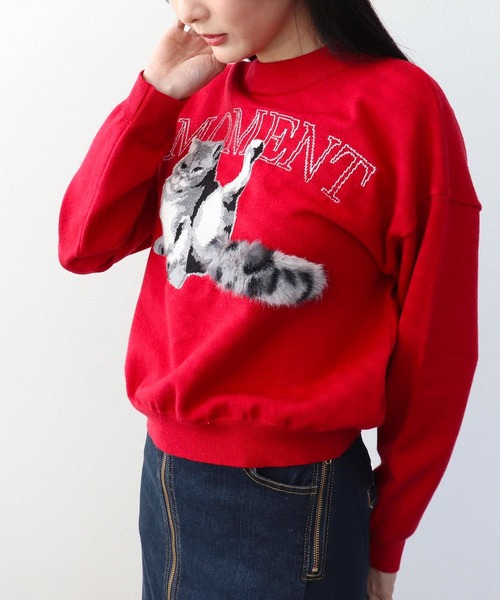 Three Four Time（ｽﾘｰﾌｫｰﾀｲﾑ）の「ストレッチＣＡＴジャガードニットプルオーバー（ニット/セーター・レディース・ブルー/ブラック/レッド・FREE）」の15枚目の写真