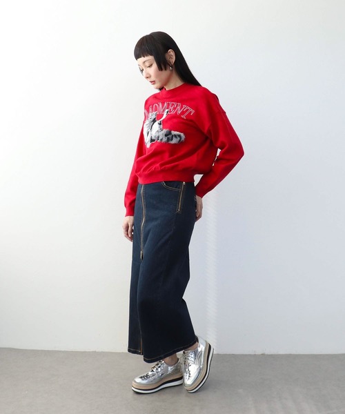 Three Four Time（ｽﾘｰﾌｫｰﾀｲﾑ）の「ストレッチＣＡＴジャガードニットプルオーバー（ニット/セーター・レディース・ブルー/ブラック/レッド・FREE）」の17枚目の写真