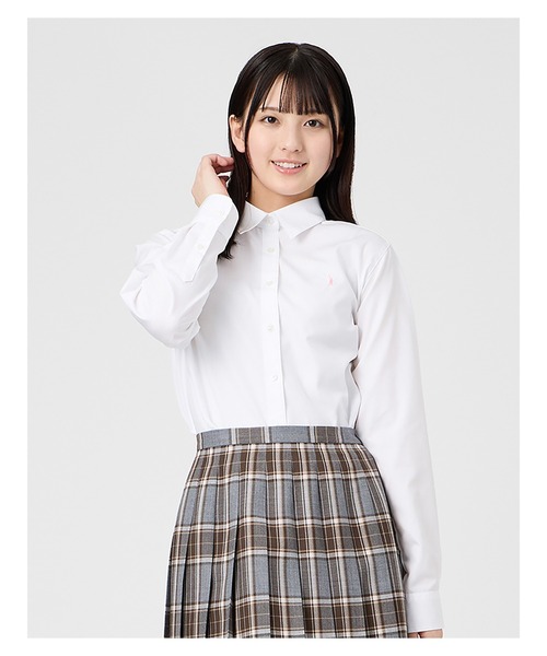 EASTBOY(イーストボーイ)の「シャツ さくら女神 長袖 ブラウス ブロード 女子 通学 制服 学生服 中学生 高校生 スクール (シャツ/ブラウス・キッズ・ホワイト・13号/11号/9号/7号)」の1枚目の写真