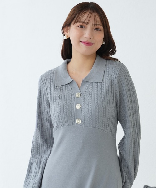 ASTORIA ODIER(アストリアオディール)の「ケーブル切替ポロニットワンピース(ワンピース・レディース・ブラック/ワイン/グレイッシュブルー/ホワイト・MEDIUM/LARGE)」の8枚目の写真