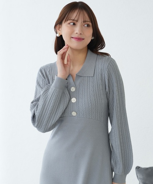 ASTORIA ODIER(アストリアオディール)の「ケーブル切替ポロニットワンピース(ワンピース・レディース・ブラック/ワイン/グレイッシュブルー/ホワイト・MEDIUM/LARGE)」の9枚目の写真