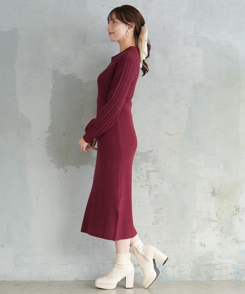 ASTORIA ODIER(アストリアオディール)の「ケーブル切替ポロニットワンピース(ワンピース・レディース・ブラック/ワイン/グレイッシュブルー/ホワイト・MEDIUM/LARGE)」の11枚目の写真