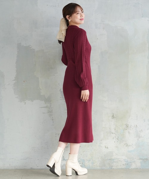 ASTORIA ODIER(アストリアオディール)の「ケーブル切替ポロニットワンピース(ワンピース・レディース・ブラック/ワイン/グレイッシュブルー/ホワイト・MEDIUM/LARGE)」の12枚目の写真