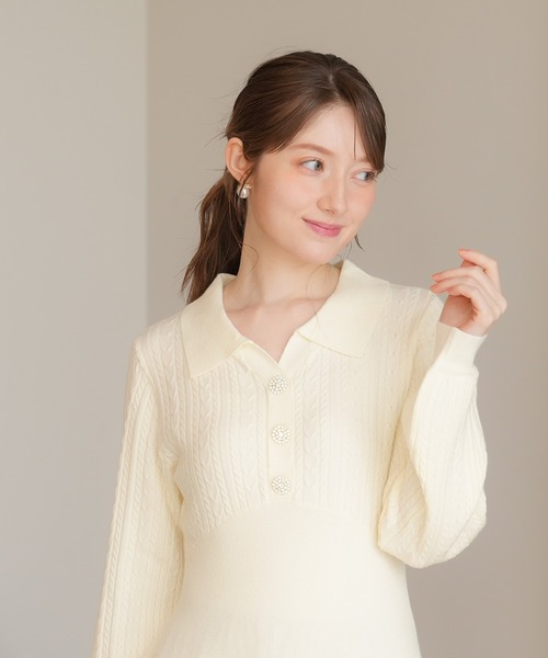 ASTORIA ODIER(アストリアオディール)の「ケーブル切替ポロニットワンピース(ワンピース・レディース・ブラック/ワイン/グレイッシュブルー/ホワイト・MEDIUM/LARGE)」の18枚目の写真