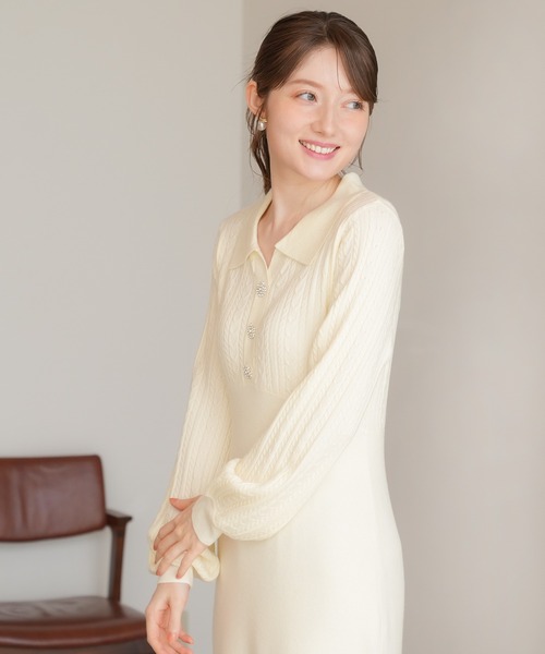 ASTORIA ODIER(アストリアオディール)の「ケーブル切替ポロニットワンピース(ワンピース・レディース・ブラック/ワイン/グレイッシュブルー/ホワイト・MEDIUM/LARGE)」の19枚目の写真